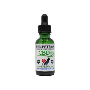 Broad Spectrum CBD Pet Tincture. 1,000mg Pet CBD Oil in 30mL bottle with dropper.