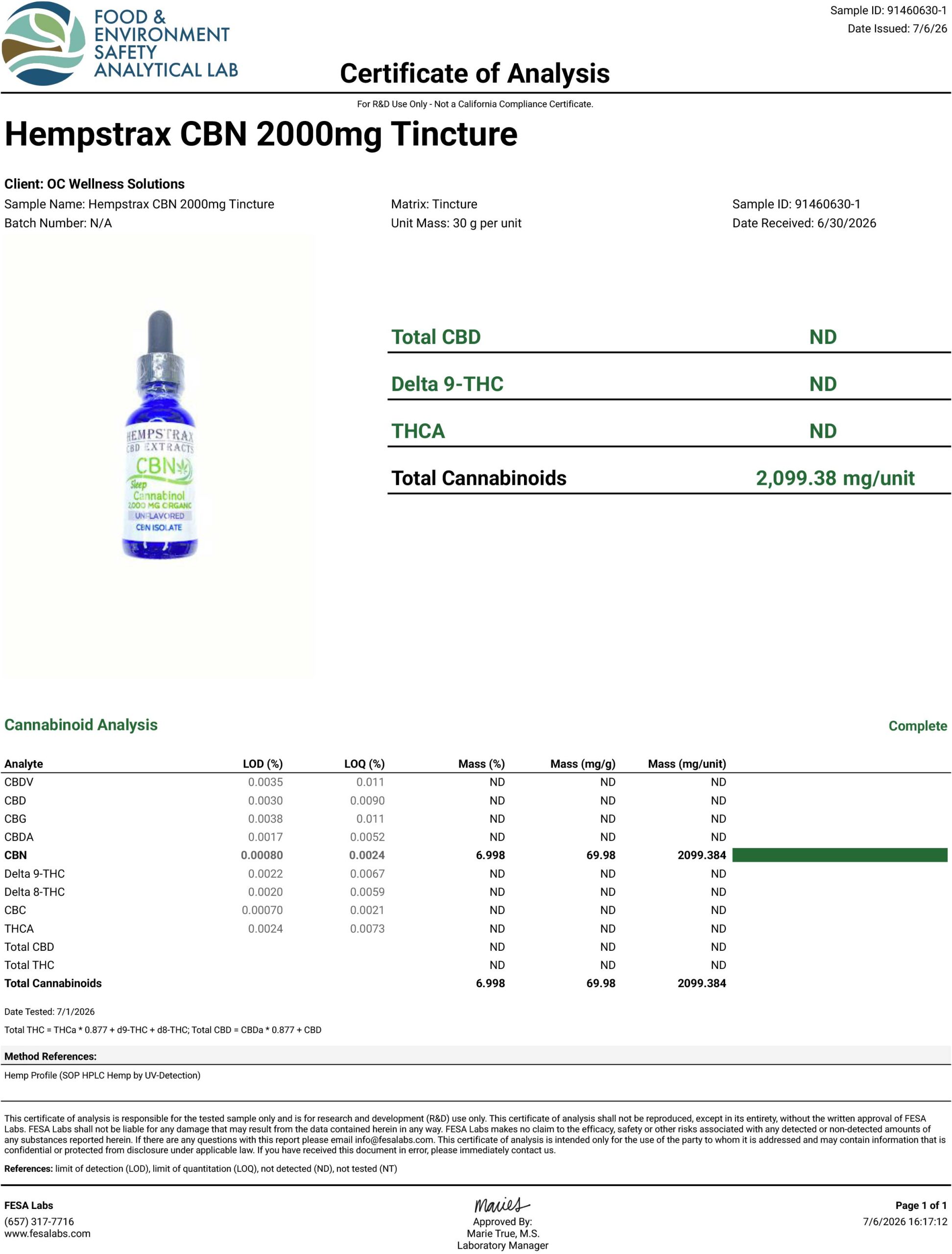 CBN 2000mg Tincture